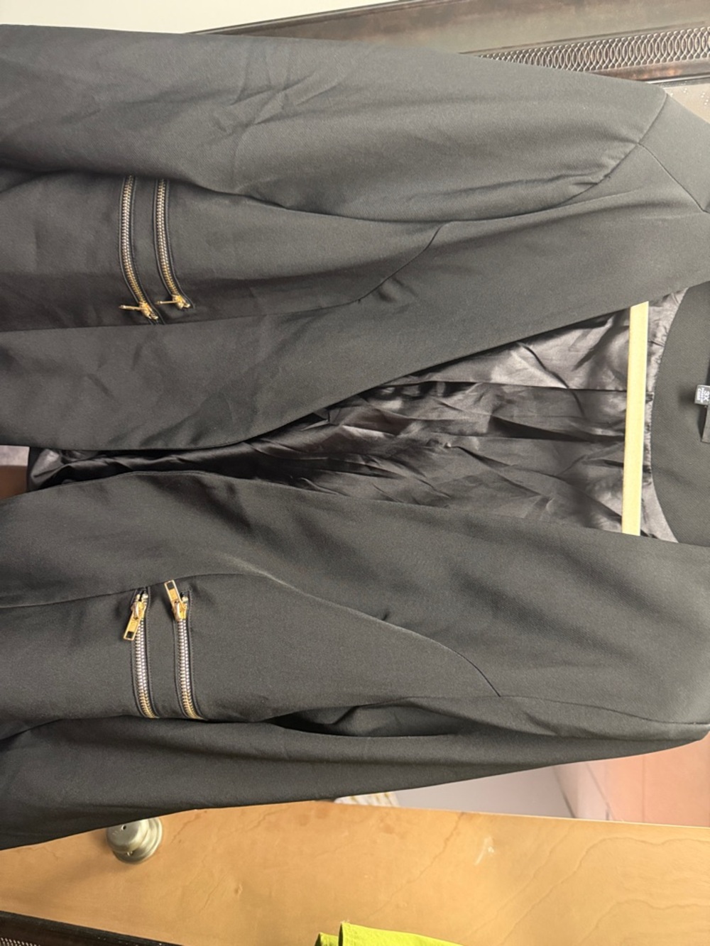 Fashion Nova Black Satin-Lined Jacket